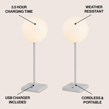 Allie 17.5" Modern Minimalist Indoor/Outdoor Metal Globe Rechargeable/Cordless Dimmable Integrated LED Table Lamp with Touch Sensor